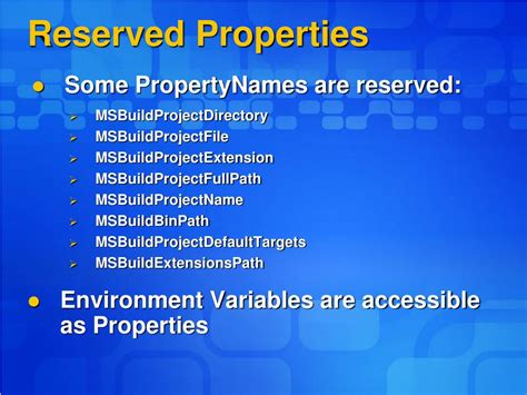 msbuild reserved properties
